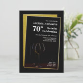 Classy Black Gold Glitter 70th Birthday Kaart (Staand voorkant)