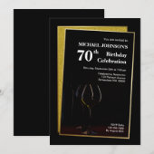 Classy Black Gold Glitter 70th Birthday Kaart (Voorkant / Achterkant)