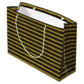 Classy Black Gold Glitter Stripes Gift Bag Large Cadeauzakje (Achterkant Gekanteld)