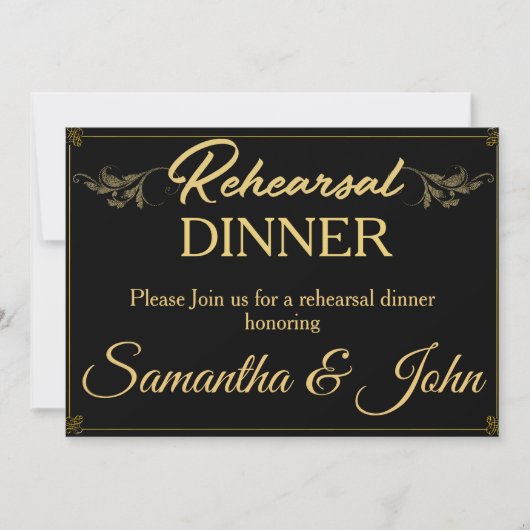 Classy Black Gold-repetitie Invitat Kaart (Voorkant)