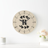 Classy Black Laurels Monogram Grote Klok (Huis)