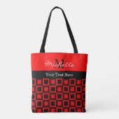 Classy Black & Red Square Monogramed Draagtas (Achterkant)