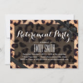 Classy Black Ribbon Leopard Print Retirement Party Kaart (Voorkant)