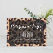 Classy Black Ribbon Leopard Print Retirement Party Kaart (Staand voorkant)