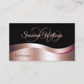 Classy Black Wavy Roos Gold Decor met Initialen Visitekaartje (Voorkant)