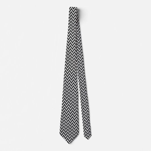 Classy Black & White Art Deco Herringbone Pattern Stropdas (Voorkant)