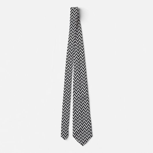 Classy Black & White Art Deco Herringbone Pattern Stropdas (Achterkant)