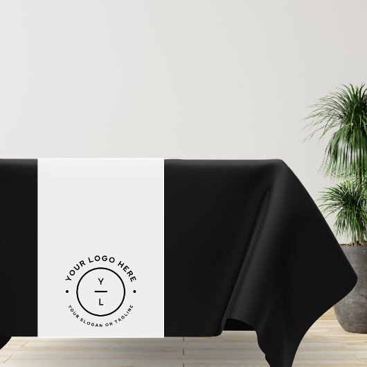 Classy Black White Business Logo Stripe Event Show Tafelkleed