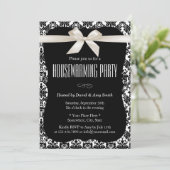 Classy Black & White Damask Housewarming Party Kaart (Staand voorkant)