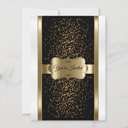 Classy Black, White en Gold Kaart (Voorkant)