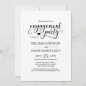 Classy Black White Heart Engagement Party PHOTO Kaart (Achterkant)