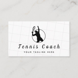 Classy Black & White Tennis Coach Professional Visitekaartje