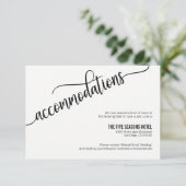 Classy Black & White Wedding-accommodatiekaart Informatiekaartje (Staand voorkant)