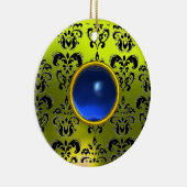 CLASSY BLACK YELLOW DAMASK GEM STONE KERAMISCH ORNAMENT (Rechts)