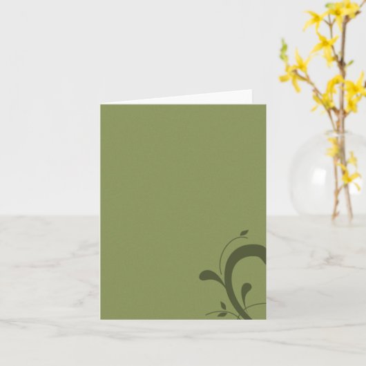 Classy Blank Olijfgroen met Flourish Note Kaart (Gele Bloem)
