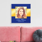 Classy Blauw Goud Senior Foto Afstuderen Canvas Afdruk (Insitu (Woonkamer))