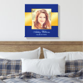 Classy Blauw Goud Senior Foto Afstuderen Canvas Afdruk (Insitu (Slaapkamer))