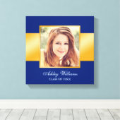 Classy Blauw Goud Senior Foto Afstuderen Canvas Afdruk (Insitu (Houten vloer))