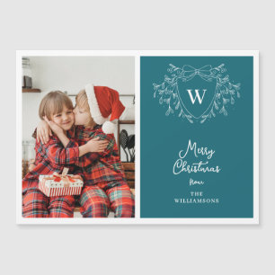 Classy blauw & witte kam foto magnetische kaart