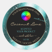 Classy Blauwgroen Glitter Lijst Product Label met (Voorkant)