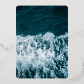 Classy bleu marine Mariage Foil Invitation (Verso)