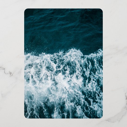 Classy bleu marine Mariage Foil Invitation (Verso)