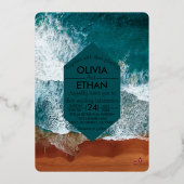 Classy bleu marine Mariage Foil Invitation (Recto)