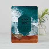 Classy bleu marine Mariage Foil Invitation (Debout devant)