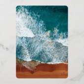 Classy bleu marine Mariage Foil Invitation (Verso)