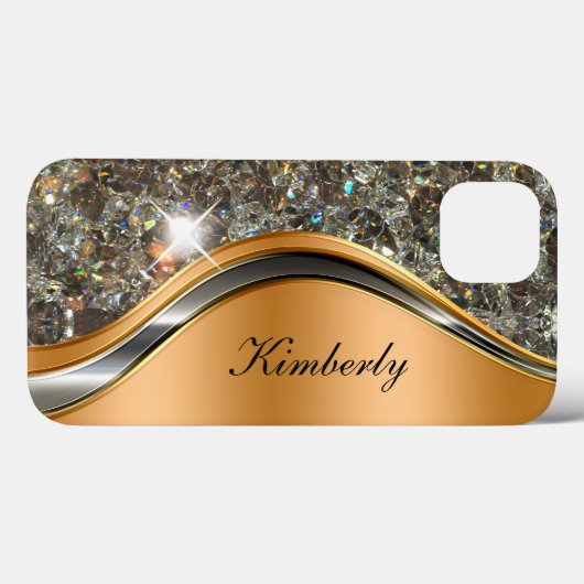 Classy Bling Monogram Glitzy Case-Mate iPhone Case (Achterkant (horizontaal))