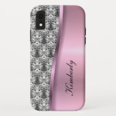 Classy Bling Monogram Roos Gold Design Case-Mate iPhone Case (Achterkant)