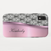 Classy Bling Monogram Roos Gold Design Case-Mate iPhone Case (Achterkant (horizontaal))