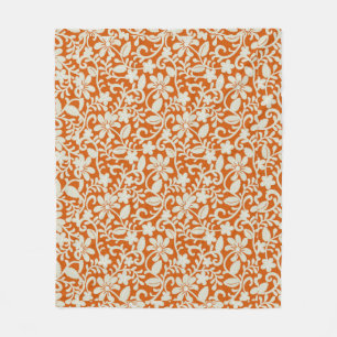 Classy Bloemen Damast Verbrand Sinaasappel Patroon Fleece Deken