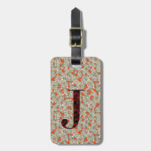 Classy Bloemen Monogrammed Letter J groen rood Bagagelabel (Voorkant verticaal)
