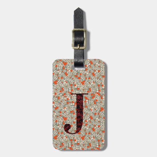 Classy Bloemen Monogrammed Letter J groen rood Bagagelabel (Voorkant verticaal)