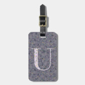 Classy Bloemen Monogrammed Letter U donker paarse Bagagelabel (Voorkant verticaal)