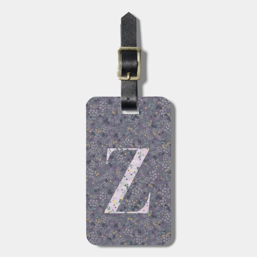 Classy Bloemen Monogrammed Letter Z donker paarse Bagagelabel (Voorkant verticaal)