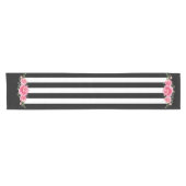 Classy Bloemen zwart en witte strepen tafelloper (Horizontaal)