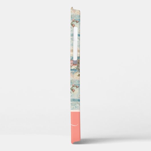 Classy Bloempatroon Perzik Aangepaste naam Case-Mate iPhone Case (Achterkant / Links)