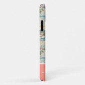 Classy Bloempatroon Perzik Aangepaste naam Case-Mate iPhone Case (Achterkant/rechts)