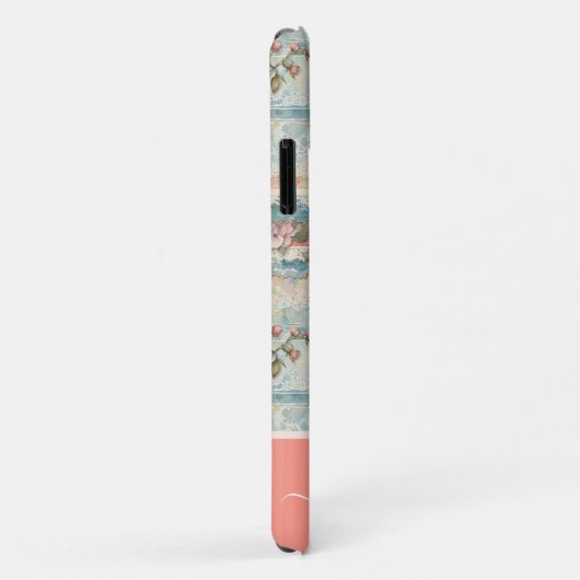 Classy  Bloempatroon Perzik Aangepaste naam Case-Mate iPhone Case (Achterkant/rechts)