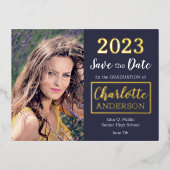 Classy Blue 2023 Faire-part de graduation photo (Recto)