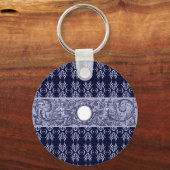 Classy Blue Baroque Pattern van LeahG - cherubs Sleutelhanger (Voorkant)