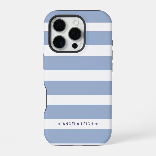 Classy Blue Denim Chambray Cabana Stripes iPhone Hoesje (Achterkant)