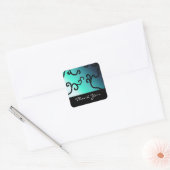 Classy Blue en Black Beaded Hartelijk dank Vierkante Sticker (Envelop)