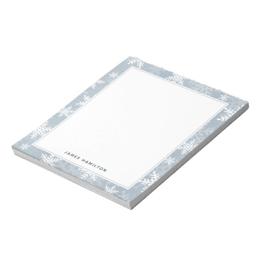 Classy Blue en White Snowflake Winter Holiday Notitieblok (Gedraaid)