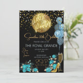 Classy Blue et Gold Fancy Invitation d'anniversair (Debout devant)