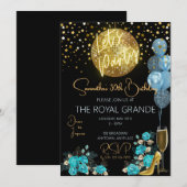 Classy Blue et Gold Fancy Invitation d'anniversair (Devant / Derrière)