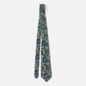  Classy Blue Floral Pattern Stropdas (Achterkant)