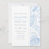Classy Blue Glitter Paisley Floral White Pattern Kaart (Voorkant)